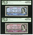 Canada Bank of Canada $5; $10; $20; $50; $100 1954 "Devil's Face" Specimens BC-31S; BC-32S; BC-33S; BC-34S; BC-35S PCGS Very Choice New 64PPQ, 2 POCs;...