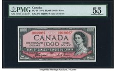 Canada Bank of Canada $1000 1954 BC-36 "Devil's Face" PMG About Uncirculated 55. A special offering which seldom appears in any grade, and widely soug...