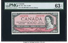 Canada Bank of Canada $1000 1954 BC-44d PMG Choice Uncirculated 63 EPQ. The fourth of five signature combinations for the 1954 Modified Portrait $1000...