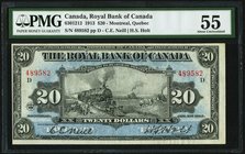 Canada Montreal, PQ- Royal Bank of Canada $20 2.1.1913 Ch.# 630-12-12 PMG About Uncirculated 55. An impressive example of this middle denomination typ...