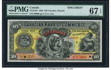 Canada Toronto, ON- Canadian Bank of Commerce $10 2.1.1892 Ch.# 75-14-18S Specimen PMG Superb Gem Unc 67 EPQ. This beautiful Specimen is the finest gr...