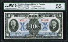 Canada Toronto, ON- Imperial Bank of Canada $10 1.11.1933 Ch.# 375-20-04 PMG About Uncirculated 55. At the time of cataloging, this example is the sin...