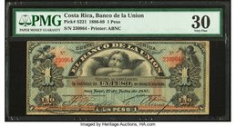 Costa Rica Banco de la Union 1 Peso 1.7.1887 Pick S221 PMG Very Fine 30. A Splendid private issue for this Central American country. ABNC genuinely se...