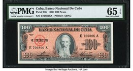 Cuba Banco Nacional de Cuba 100 Peso 1960 Pick 93b PMG Gem Uncirculated 65 EPQ. A real piece of history. A note missing from almost all Cuban collecti...