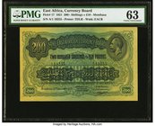 East Africa East African Currency Board, Mombasa 200 Shillings or 10 Pounds 15.12.1921 Pick 17 PMG Choice Uncirculated 63. Of all the attributes the d...