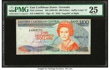 East Caribbean States Central Bank, Grenada 100 Dollars ND (1988-93) Pick 25g PMG Very Fine 25. A previously unlisted type that was designated for Gre...