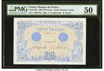 France Banque de France 20 Francs 16.2.1906 Pick 68a PMG About Uncirculated 50. A note that becomes quite rare in the better grades, and is desirable ...