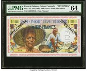 French Guiana Caisse Centrale de la France d'Outre-Mer 1000 Francs ND (1960) Pick 27s Specimen PMG Choice Uncirculated 64. An always desirable type, a...