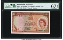 Rhodesia & Nyasaland Bank of Rhodesia and Nyasaland 10 Shillings 3.6.1960 Pick 20a PMG Superb Gem Unc 67 EPQ. Issued in Salisbury, this small denomina...