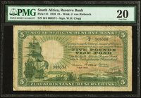 South Africa South African Reserve Bank 5 Pounds 7.4.1926 Pick 81 PMG Very Fine 20. A rare Clegg signed variety from the second issue. The only type, ...