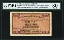 South Africa South African Reserve Bank 10 Shillings 17.11.1931 Pick 82b PMG Very Fine 30. An overprinted example, initially dated 2.4.1932, but overp...