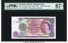 Bermuda Bermuda Government 10 Pounds 28.7.1964 Pick 22 PMG Superb Gem Unc 67 EPQ. A rare high denomination known for its incredible design, and always...