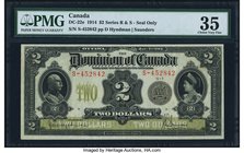 Canada Dominion of Canada $2 2.1.1914 DC-22e PMG Choice Very Fine 35. A scarce, final series example of this large format government issue that is sel...