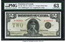 Canada Dominion of Canada $2 23.6.1923 DC-26j PMG Choice Uncirculated 63. A splendid, high grade example of this large format type, which is seldom se...