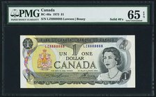 Canada Bank of Canada $1 1973 BC-46a Solid 8s Serial Number PMG Gem Uncirculated 65 EPQ . An incredibly scarce solid serial number offering from Canad...