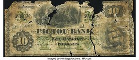 Canada Pictou, NS- Pictou Bank $10 2.1.1874 Ch.# 595-10-08 Poor. Serial number 3009-A in this lot is the only known issued note for this Charlton numb...