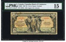 Canada Port of Spain, Trinidad- Canadian Bank of Commerce $5 1.7.1939 Ch.# 75-30-02 PMG Choice Fine 15. An interesting and scarce issue from Port of S...