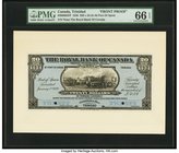 Canada Port of Spain, Trinidad- Royal Bank of Canada $20 = 4 Pounds-3 Shillings-4 Pence 2.1.1920 Ch.# 630-66-04FP; 630-66-04BP Front and Back Uniface ...