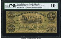 Canada Rustico, PEI- Farmers Bank of Rustico $1 2.1.1872 Ch.# 290-12-02 PMG Very Good 10. The Farmers was the smallest bank as measured by share capit...