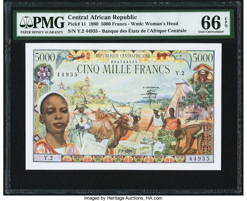 Central African Republic Banque des Etats de l'Afrique Centrale 5000 Francs 1.1....