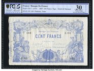 France Banque de France 100 Francs 9.9.1869 Pick 52b PCGS Gold Shield Very Fine 30 Details. An absolutely beautiful and fresh example of this rare pic...