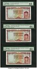 Portuguese India Banco Nacional Ultramarino 300 Escudos 2.1.1959 Pick 44 Three Consecutive Examples PMG Choice Uncirculated 64 (3). A rare and desirab...