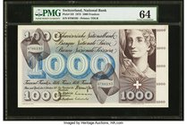 Switzerland National Bank 1000 Franken 1.10.1973 Pick 52l PMG Choice Uncirculated 64. Always popular, this highest denomination issue is stunning in a...