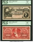 Argentina Republica Argentina 200 Pesos 1.1.1895 Pick 225p Face and Back Proofs PCGS Choice New 63; Very Choice New 64. Black inks over a dark pink an...
