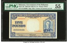 Bahamas Bahamas Government 5 Pounds 1936 (ND 1945-47) Pick 12b PMG About Uncirculated 55. A clean high denomination depicting King George VI on the fa...