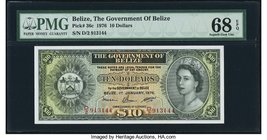 Belize Government of Belize 10 Dollars 1.1.1976 Pick 36c PMG Superb Gem Unc 68 EPQ. A simply stunning example, and extremely rare in such an elite sta...