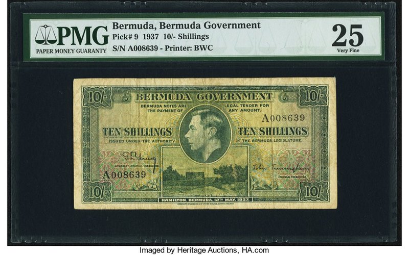 Bermuda Bermuda Government 10 Shillings 12.5.1937 Pick 9 PMG Very Fine 25. This ...