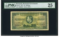 Bermuda Bermuda Government 10 Shillings 12.5.1937 Pick 9 PMG Very Fine 25. This example features the date of King George VI's coronation. Fort in Sain...