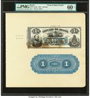 Brazil Thesouro Nacional 1; 2 Mil Reis 1869 Picks A244p and A245p Front and Back Proofs PMG Uncirculated 60 Net (2). A pleasing and rare pair of earli...