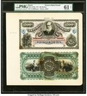 Brazil Thesouro Nacional 200 Mil Reis 1877 Pick A248p Front and Back Proofs PMG Uncirculated 61 Net. A handsome, high denomination Imperial type. Plea...