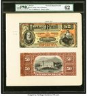 Brazil Thesouro Nacional 50 Mil Reis 1888 Pick A253p Front and Back Proofs PMG Uncirculated 62. This desirable presentation piece has excellent eye ap...