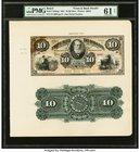 Brazil Thesouro Nacional 10 Mil Reis 1881 Pick A258ap Front and Back Proofs PMG Uncirculated 61 Net. A beautiful, high grade example of this pretty de...