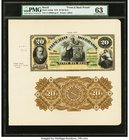 Brazil Thesouro Nacional 20 Mil Reis 1878 Pick A259p Front and Back Uniface Proofs PMG Choice Uncirculated 63. A handsome, large format presentation p...