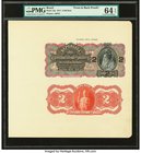 Brazil Thesouro Nacional 2 Mil Reis 1917; 1918 Picks 13p & 14p Front & Back Uniface Proofs PMG Choice Uncirculated 64 EPQ and Choice Uncirculated 64. ...