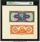 Brazil Thesouro Nacional 20; 50 Mil Reis 1924 Picks 48p & 58p Front and Back Uniface Proofs PMG Choice Uncirculated 63 and 64. A vividly inked pair of...