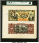 Brazil Thesouro Nacional 50 Mil Reis 1891 Pick 49p Front and Back Uniface Proofs PMG Choice Uncirculated 64. A beautiful example of this colorful and ...