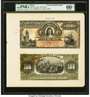 Brazil Thesouro Nacional 100 Mil Reis ND 1889 Pick 60p Proof PMG Uncirculated 60 Net. A handsome presentation piece and scarce in this format. Beautif...