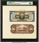 Brazil Thesouro Nacional 100 Mil Reis 1918 Pick 68p Front & Back Proofs PMG Gem Uncirculated 65 EPQ. A single mounted sheet with two proofs, and desir...
