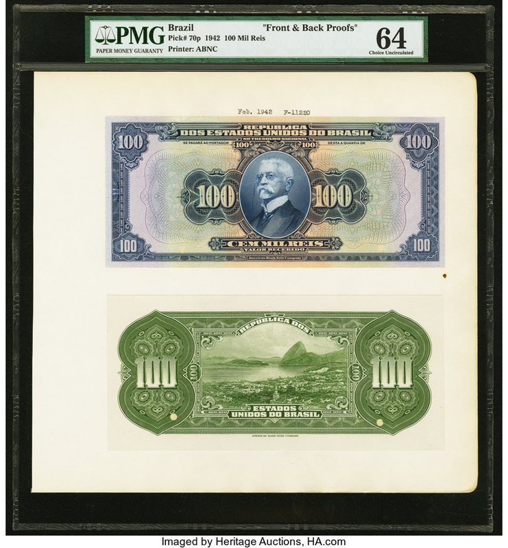 Brazil Republica dos Estados Unidos Do Brasil 100; 200 Mil Reis ND (2.1942) Pick...