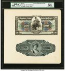 Brazil Thesouro Nacional 200 Mil Reis 1907 Pick 76p Uniface Front and Back Proofs PMG Choice Uncirculated 64. A stunning presentation piece of a highe...