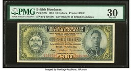 British Honduras Government of British Honduras 10 Dollars 1951 Pick 27c PMG Very Fine 30. A charming example featuring King George VI and coat of arm...