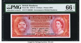 British Honduras Government of British Honduras 5 Dollars 1.1.1973 Pick 30c PMG Gem Uncirculated 66 EPQ. A pleasing, high grade example of a more elus...