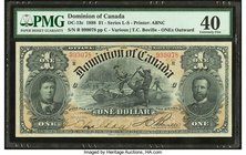 Canada Dominion of Canada $1 1898 DC-13c PMG Extremely Fine 40. A bright and hugely margined example of this popular issue that, with the Boville sign...