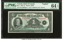 Canada Bank of Canada $1 1935 BC-1 "English" PMG Choice Uncirculated 64 EPQ. Pack fresh and completely original, this Gem quality example is only held...