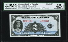 Canada Bank of Canada $2 1935 BC-3 "English" PMG Choice Extremely Fine 45 EPQ. An unusually decent example of this Queen Mary portrait type. Although ...
