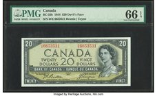 Canada Bank of Canada $20 1954 BC-33b "Devil's Face" PMG Gem Uncirculated 66 EPQ. The next denomination in this series, and like the other examples, q...